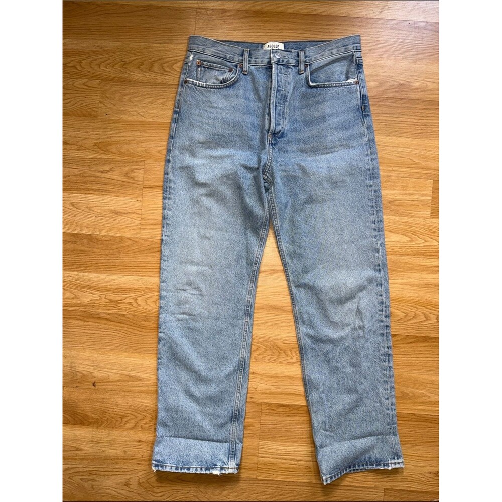 Agolde Light Blue Straight-Leg Jeans High Rise Relaxed Fit Size 28